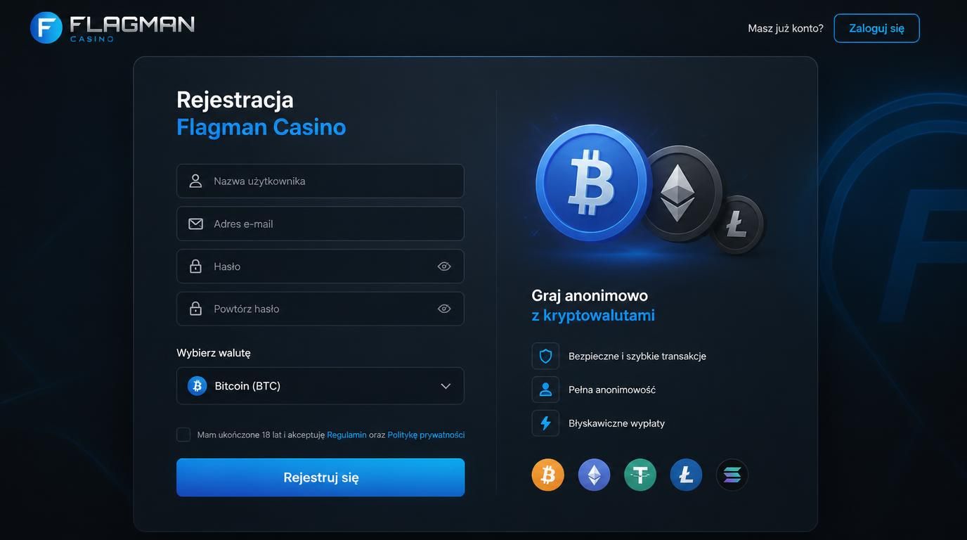 Ekran rejestracji z opcją krypto