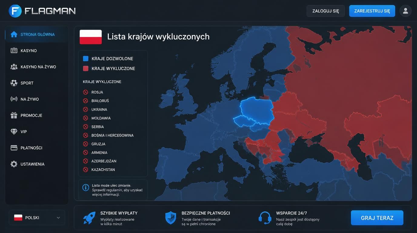 Mapa krajów z oznaczeniem dostępności kasyno